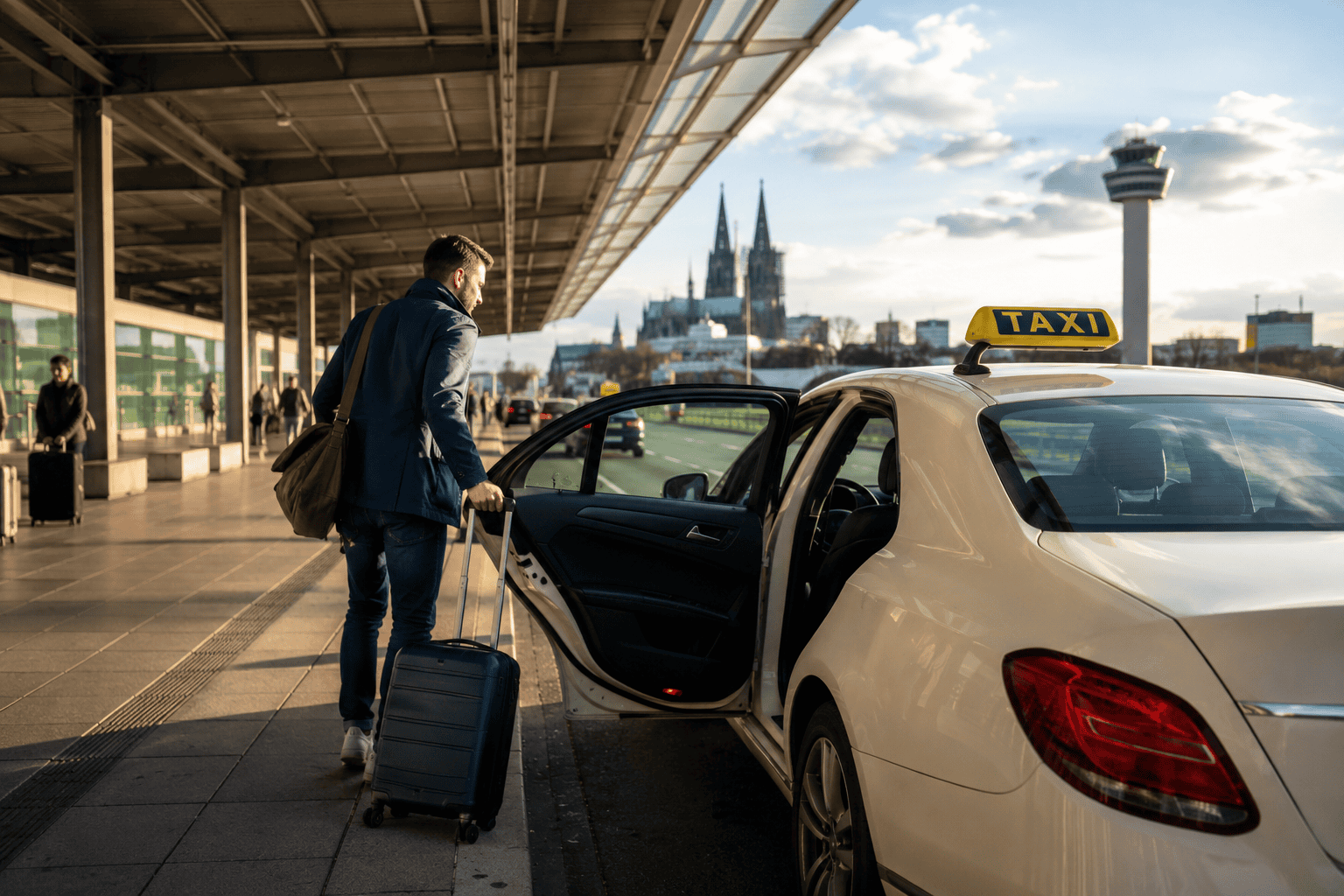 Taxi pickup area outside Cologne Airport