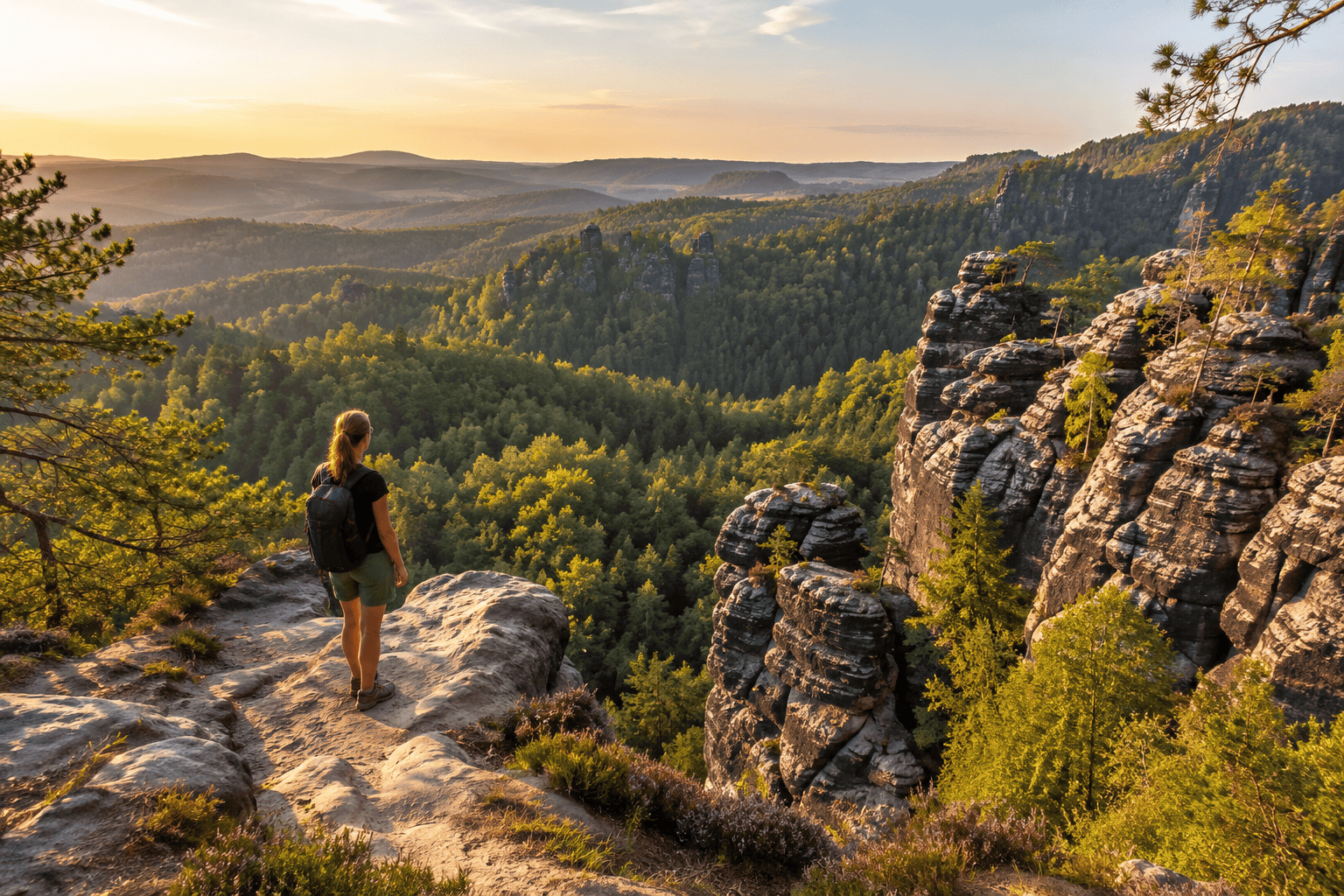 Generated image: Contemplative hike at golden hour