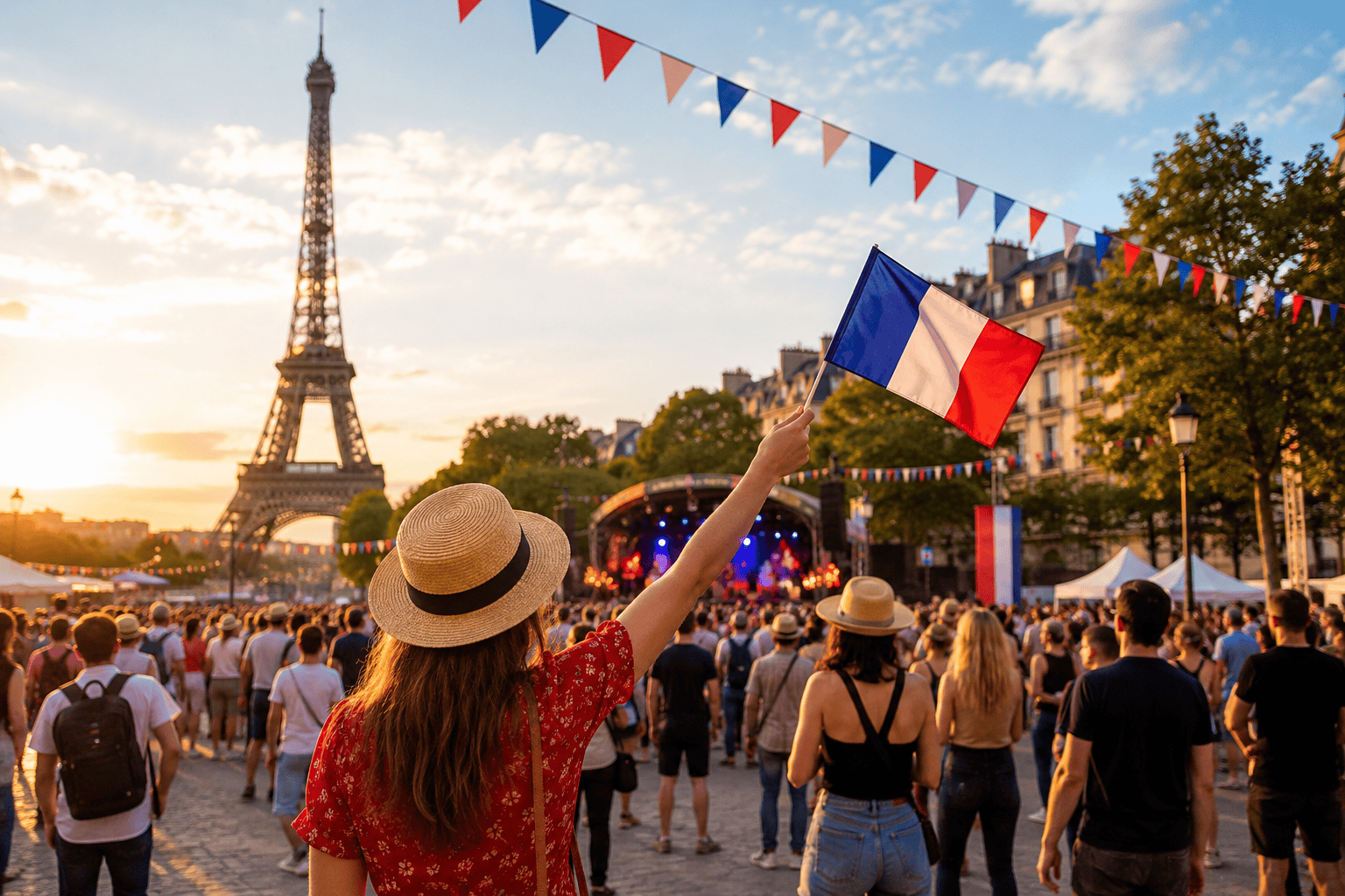 Parisian festival at golden hour