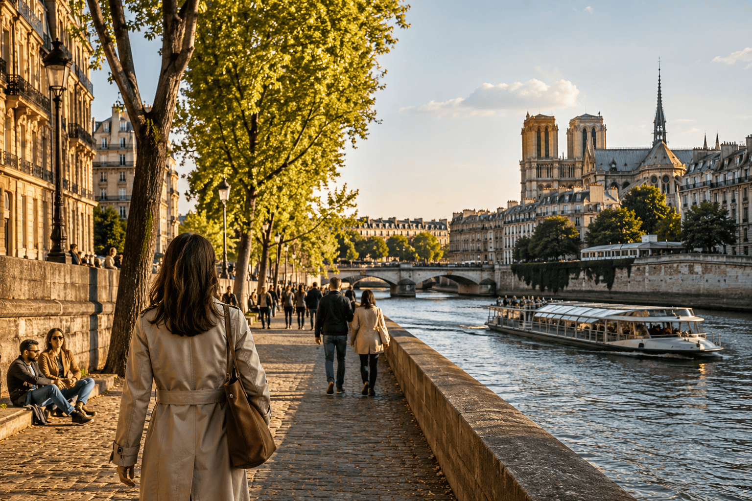Walking beside the Seine during a first visit to Paris
