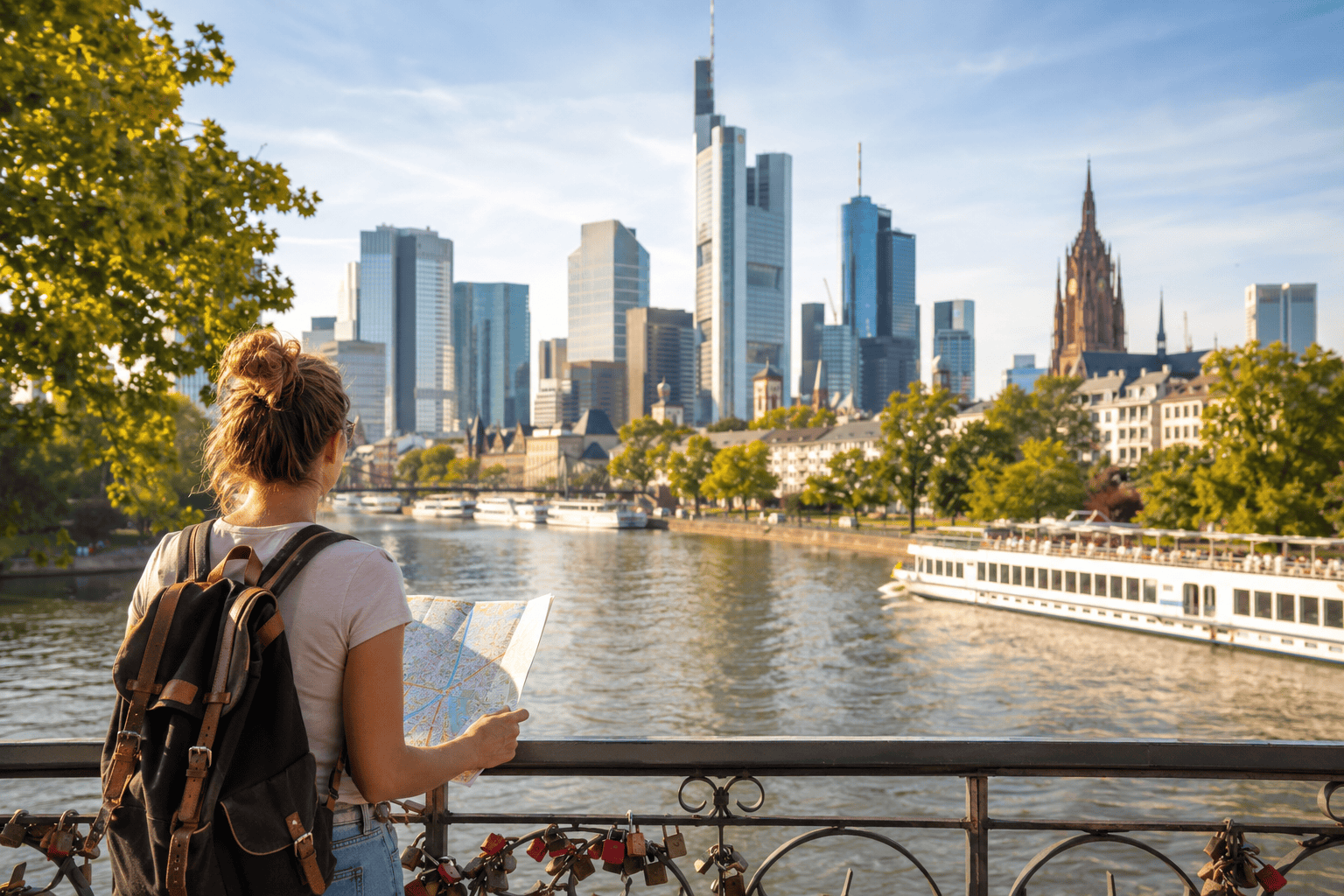 Exploring the city's riverside view
