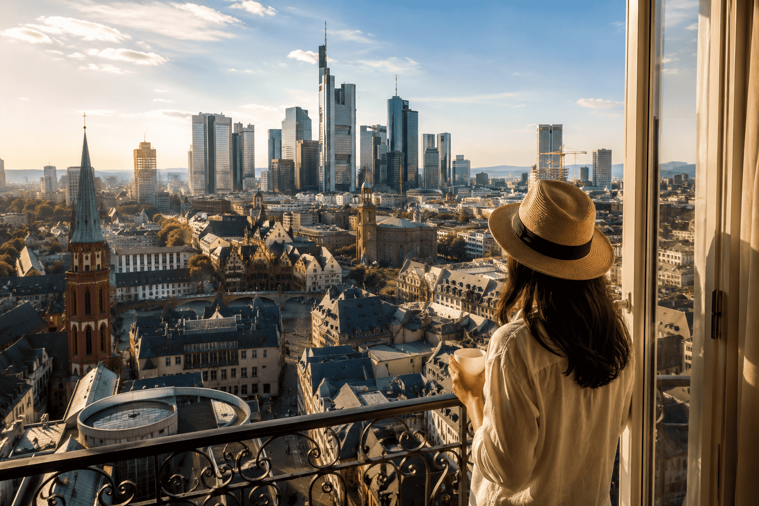 Golden hour over the city skyline