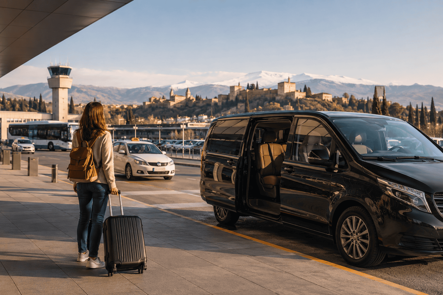 Arriving at Granada Airport terminal