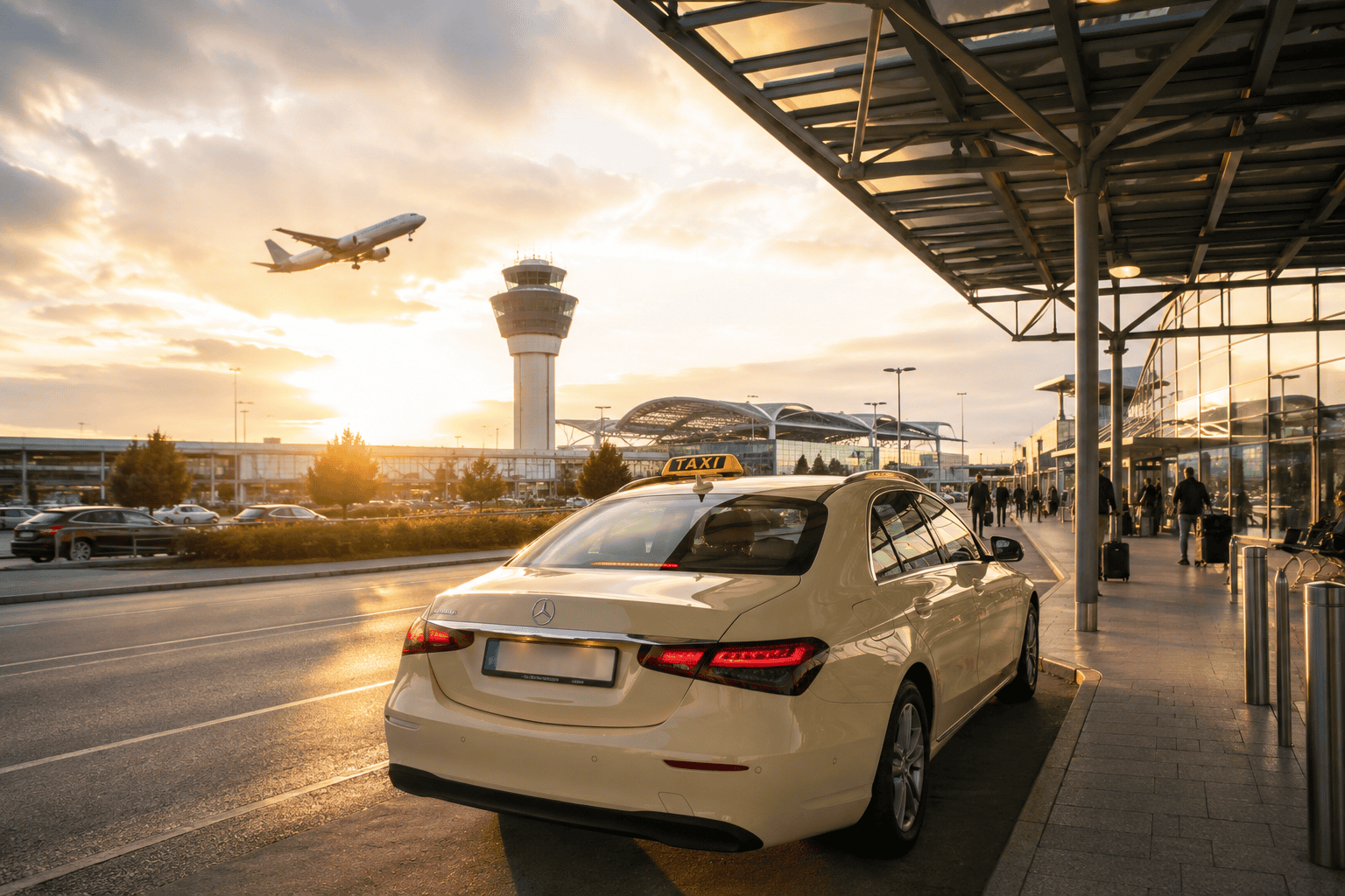 Taxi outside Hamburg Airport terminal