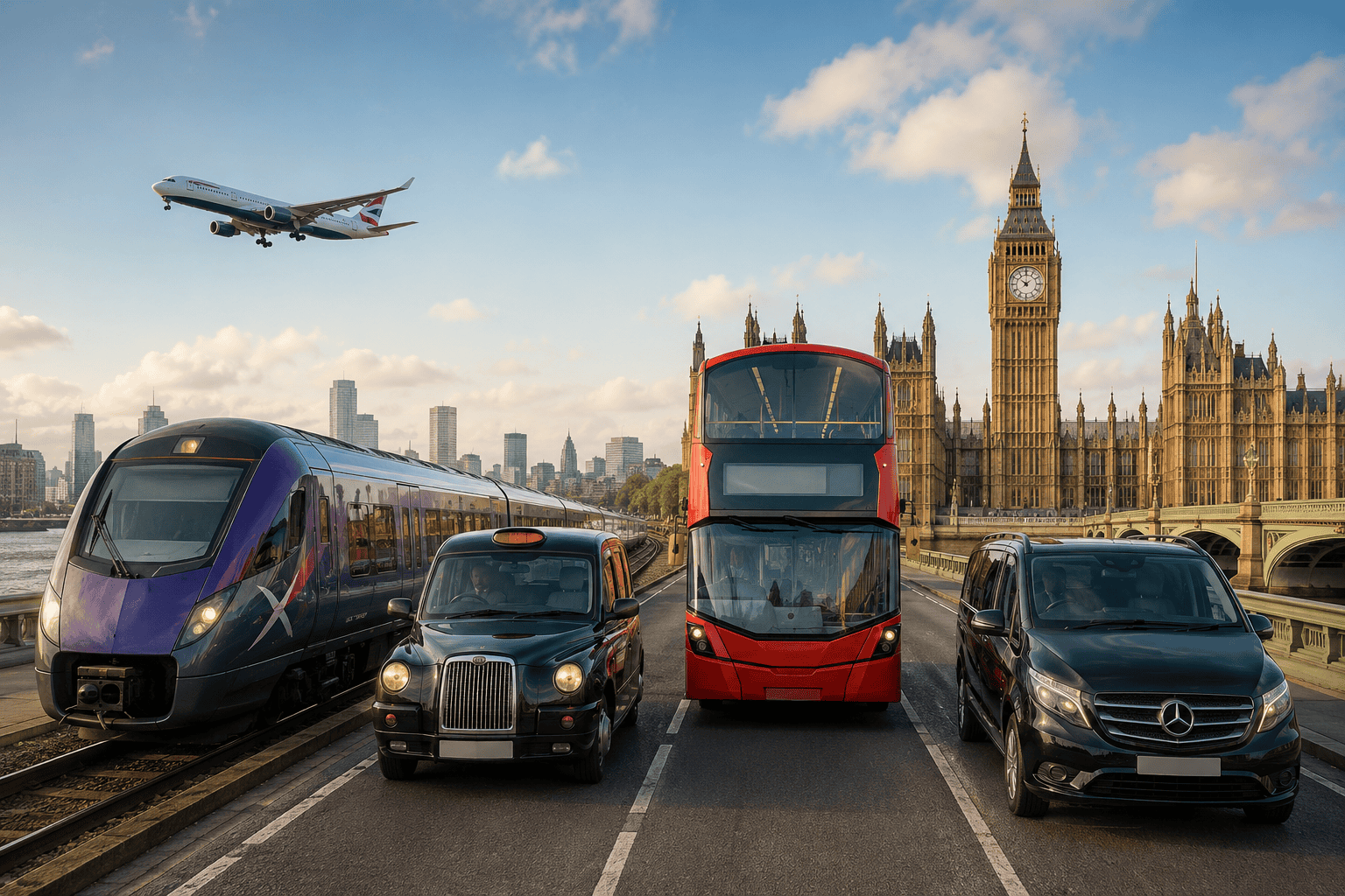 London transport crossing the Thames
