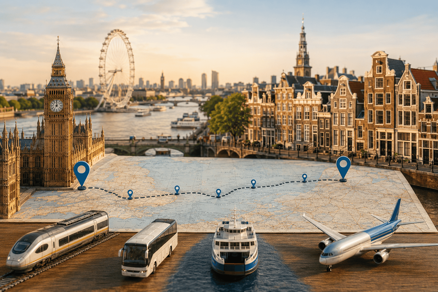 London to Amsterdam travel route