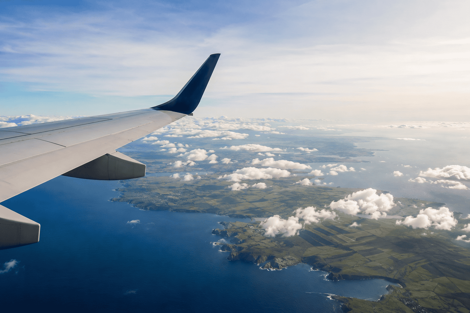 Generated image: Winged view over the coastal landscape