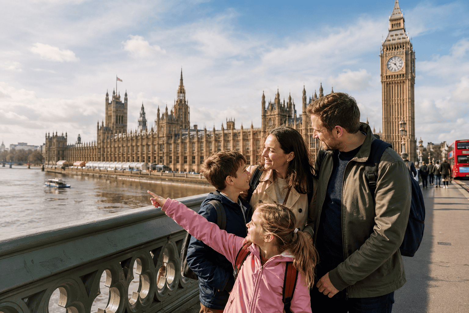 Family sightseeing in London with children