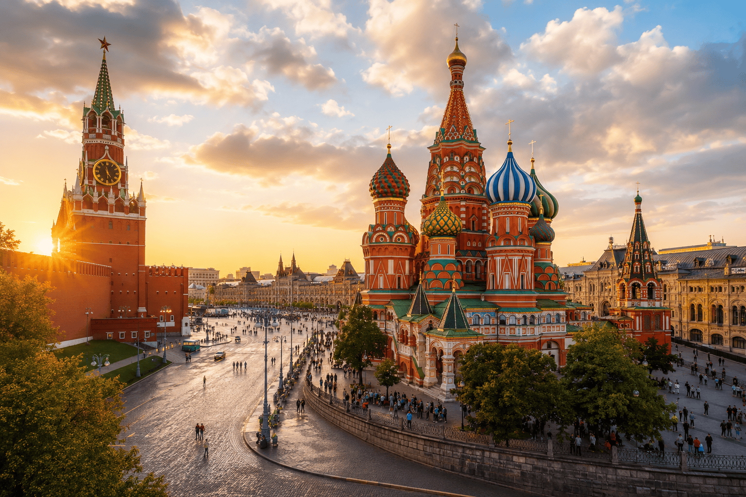 Golden hour over Moscow's Red Square