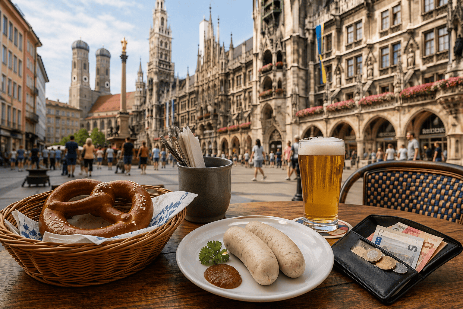 Historic Munich cafe and street atmosphere
