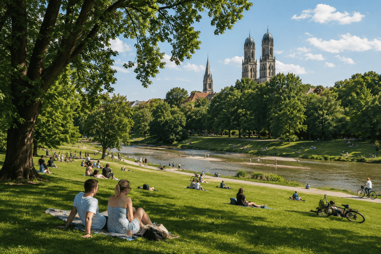 Green park scenery in Munich