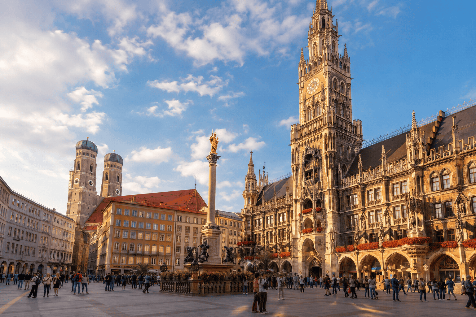 Historic Munich city square and architecture