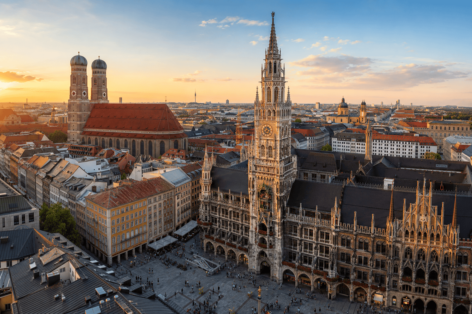 Golden hour over Munich's historic center
