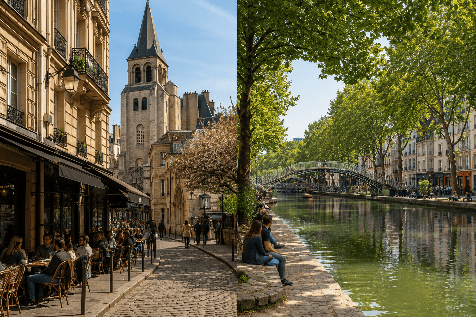 Charming European street and canal scene