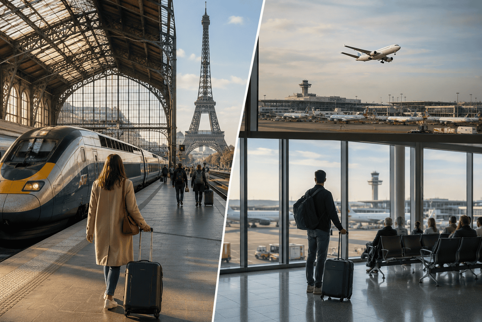 Modern travel hub collage