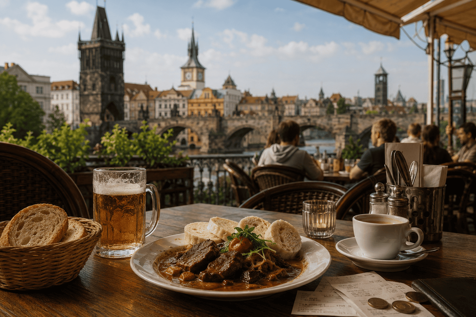 Cafe with a river view in Prague