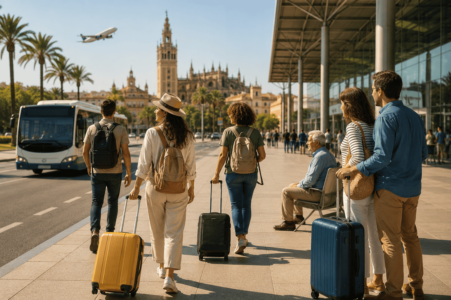Seville airport transfer on a sunny day