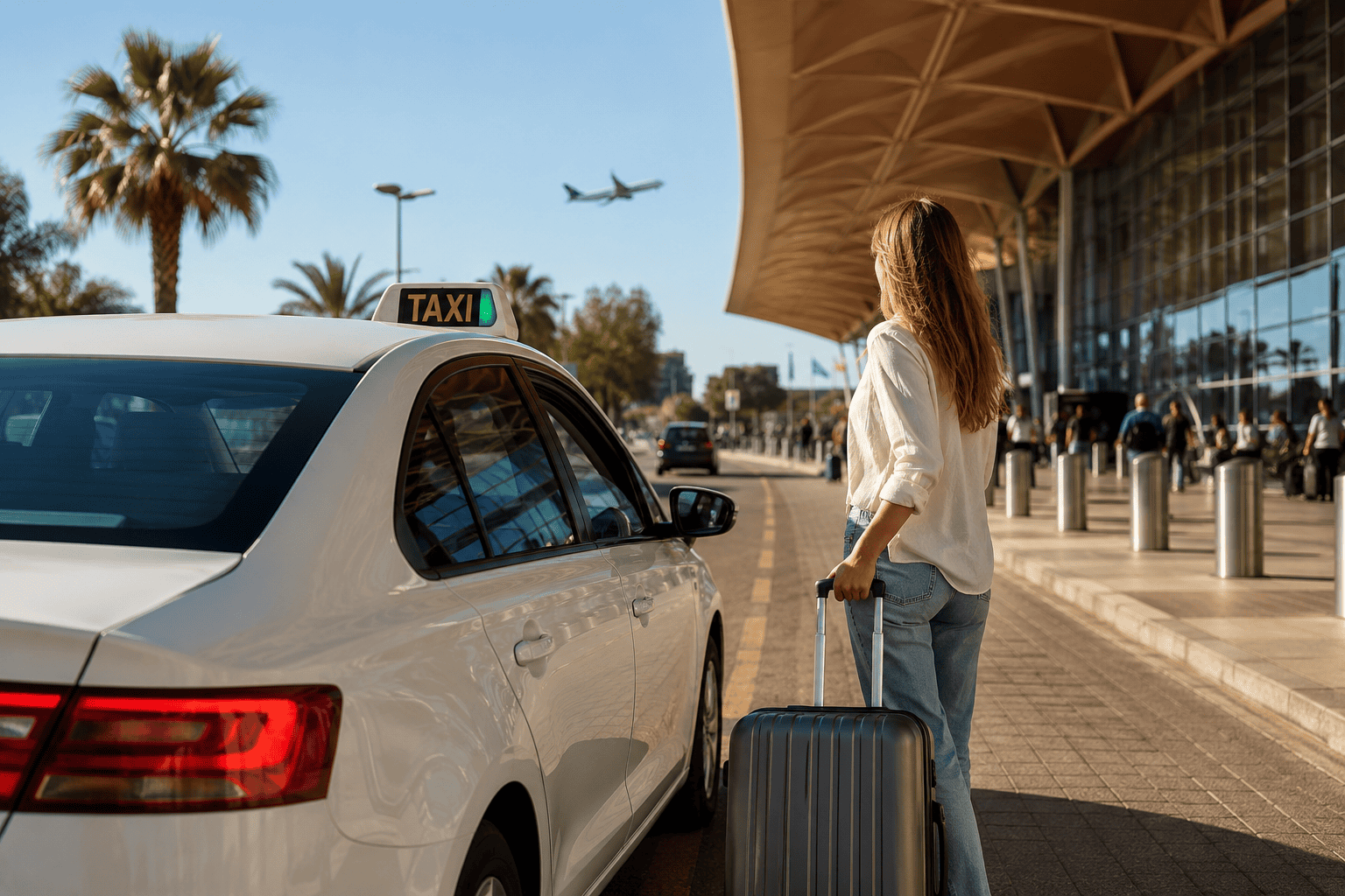 Taxi pickup at the airport curb