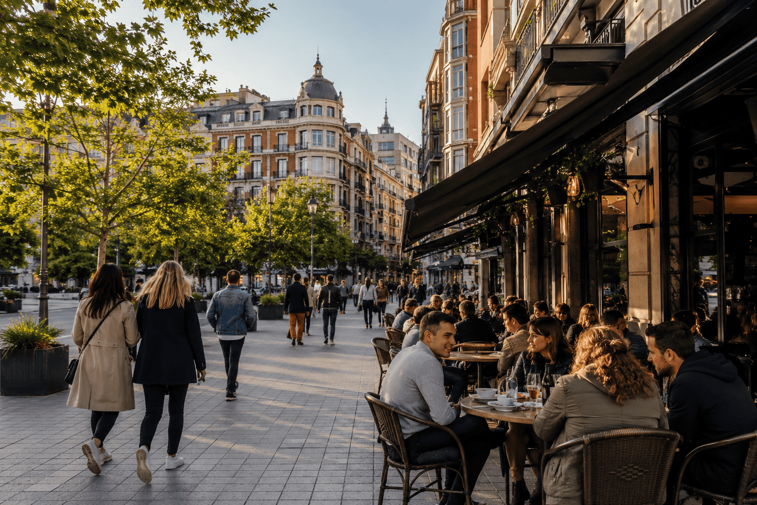 Late afternoon at a European sidewalk café