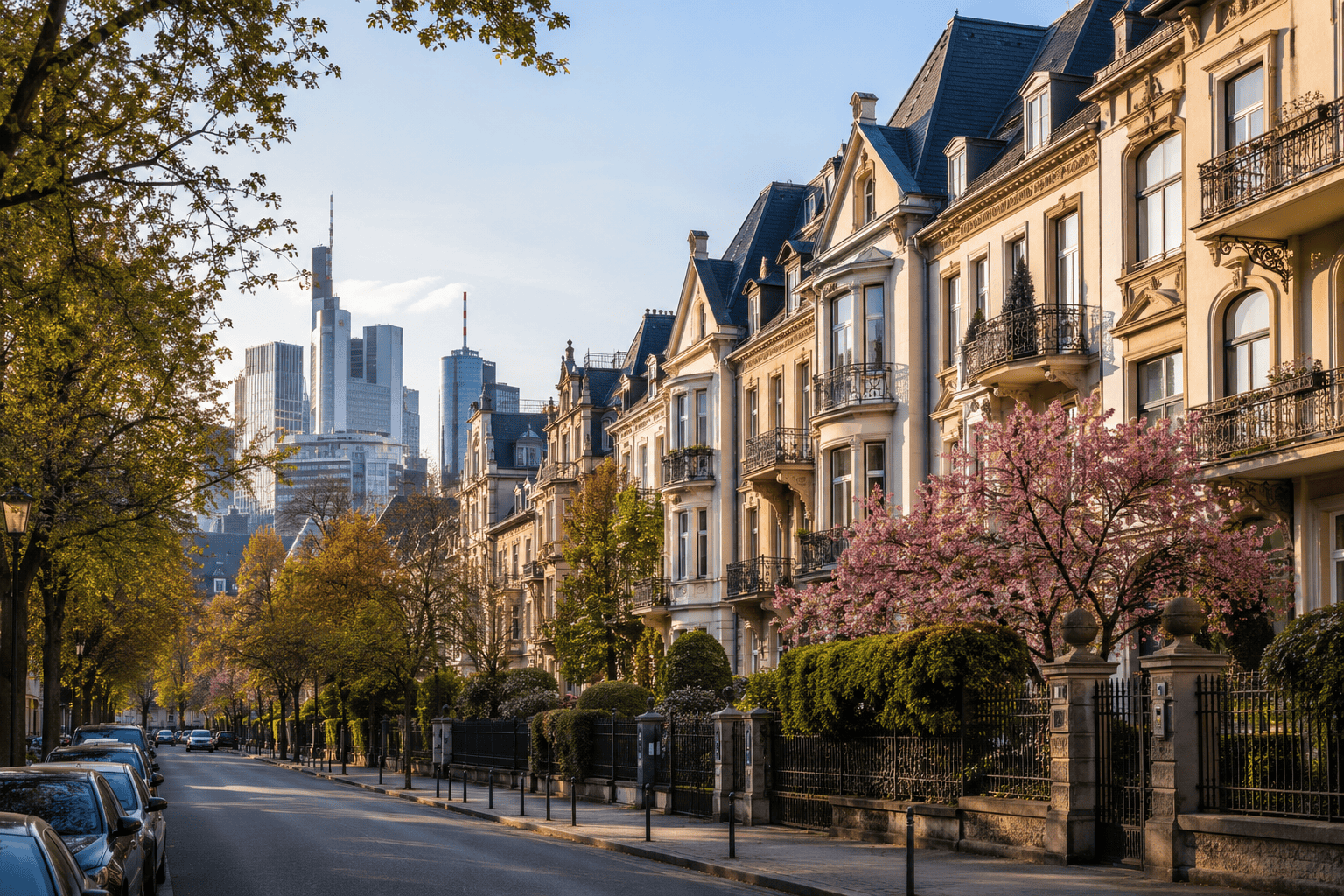 Elegant residential street in Frankfurt Westend