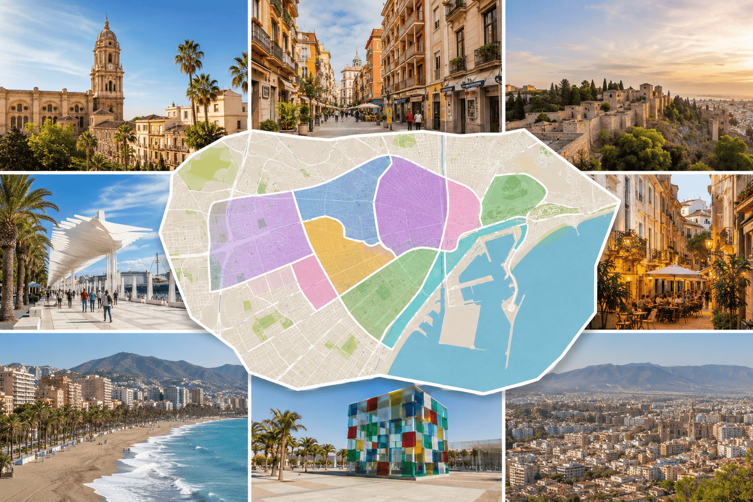 Generated image: Coastal city travel collage design