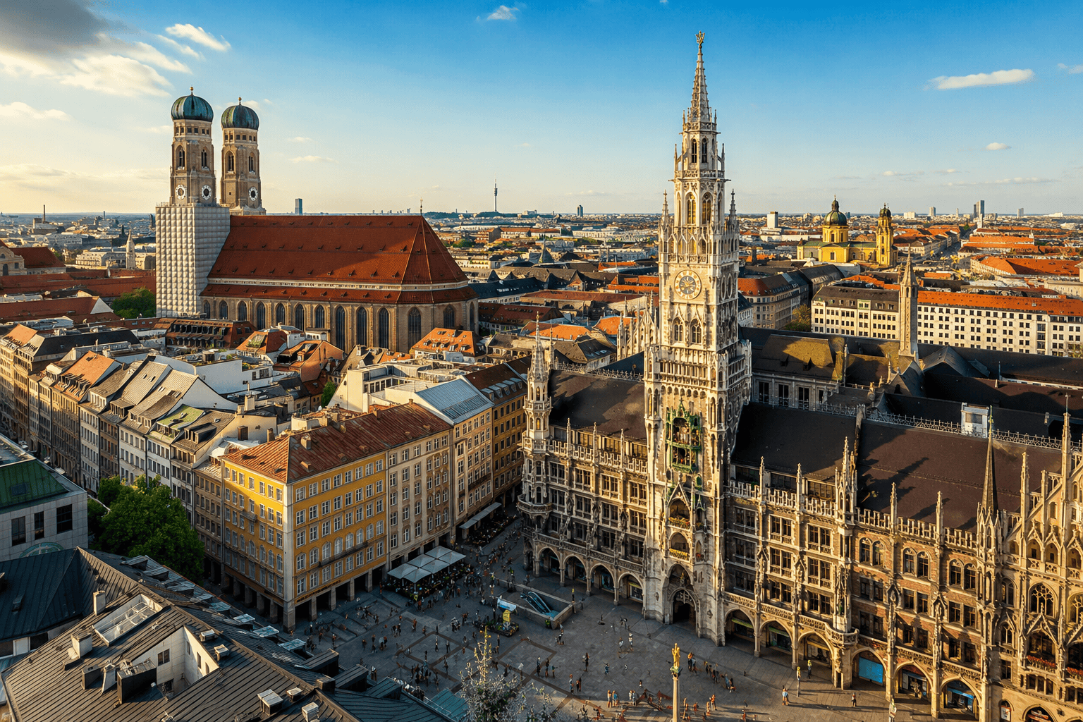 Munich historic district at golden hour
