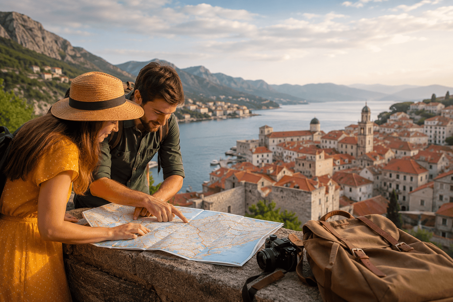 Traveler planning a European coastal itinerary